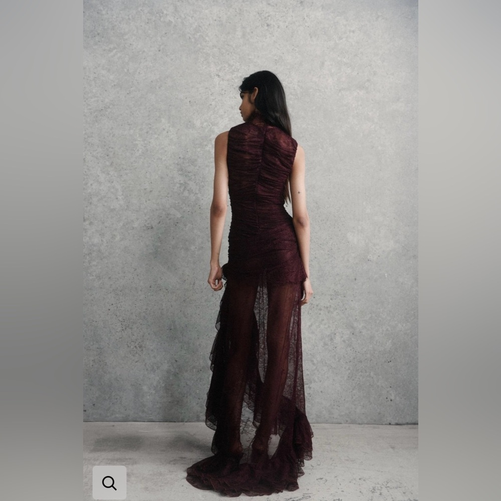 De La Vali Austere Maxi Dress in Maroon Lace - Size US0 Worn once!!! - Picture 3 of 7